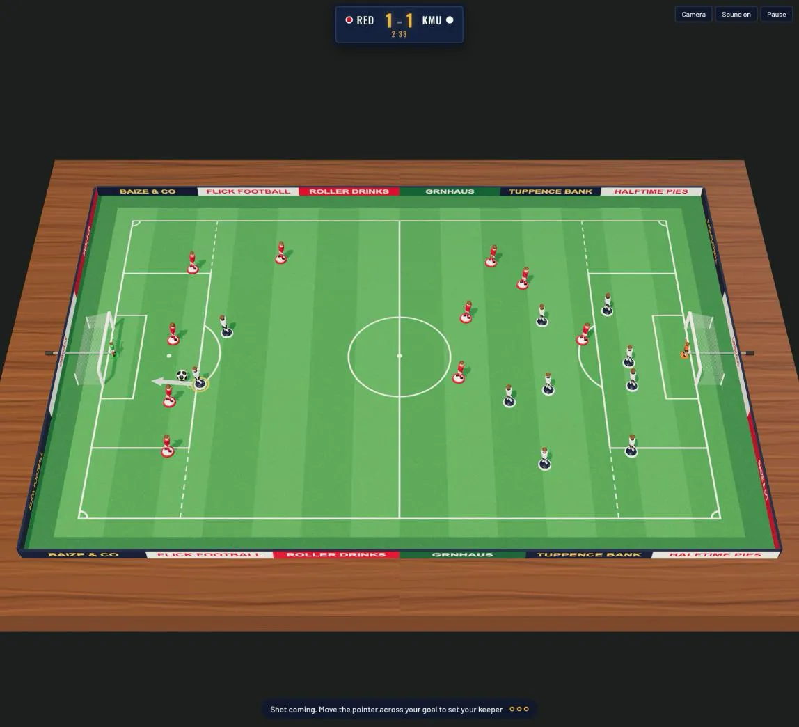 The computer lines up a shot at the player’s goal
