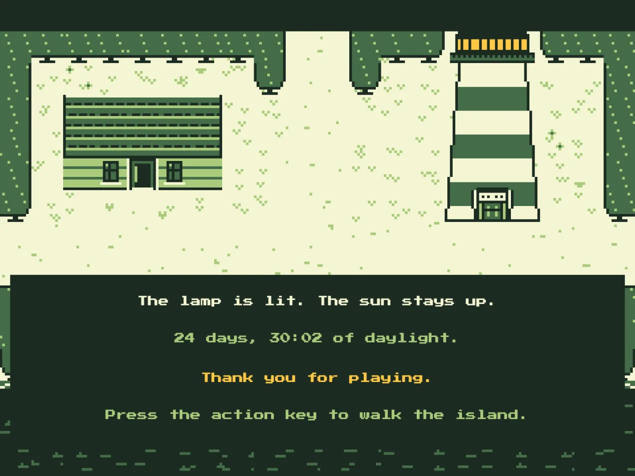 The ending, with the lighthouse lamp lit