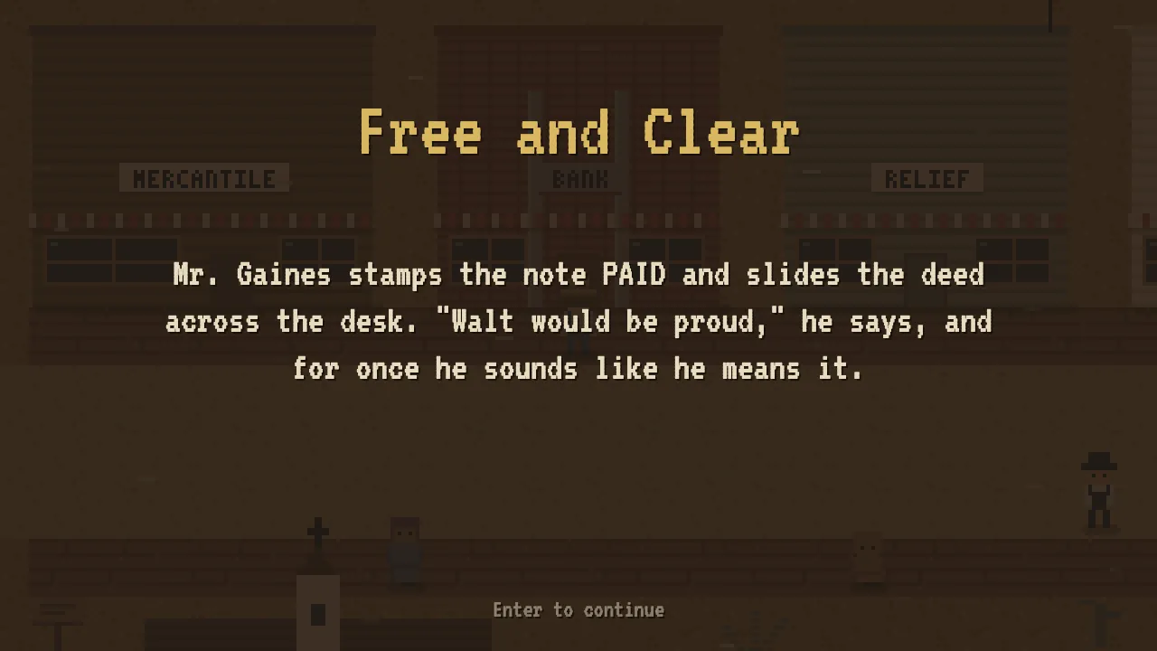 The ending when the debt is paid off
