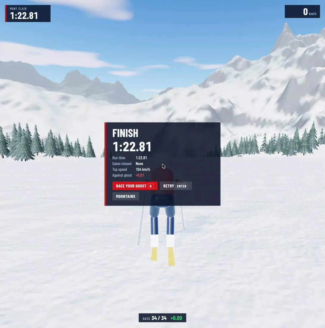 The finish screen
