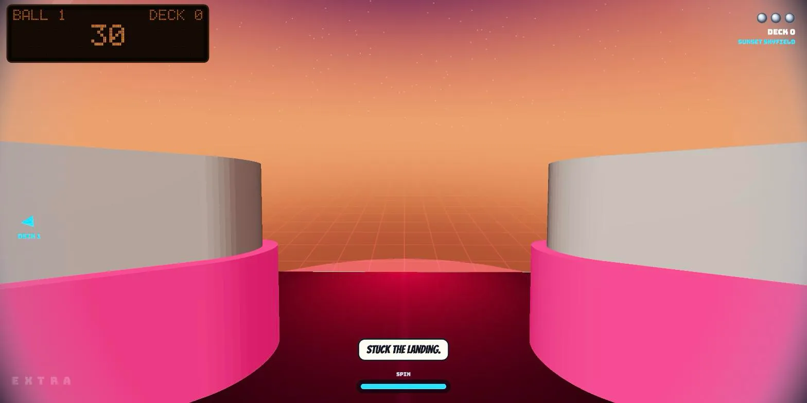 Inside the ball, rolling between a deck’s giant flippers towards the glowing drain