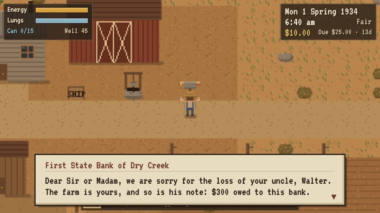 The bank’s letter on the first morning