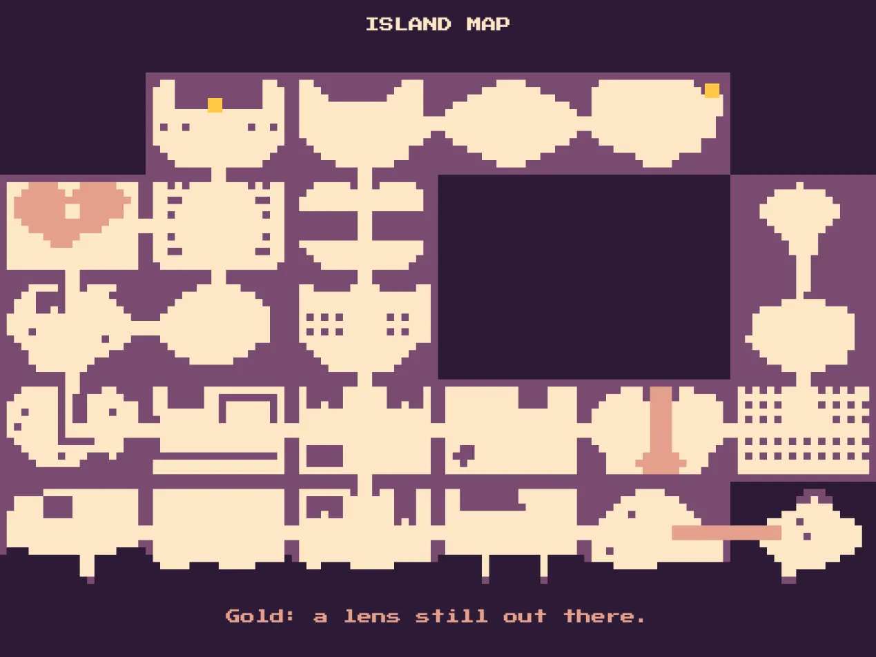 The island map, with gold where lenses are still out there