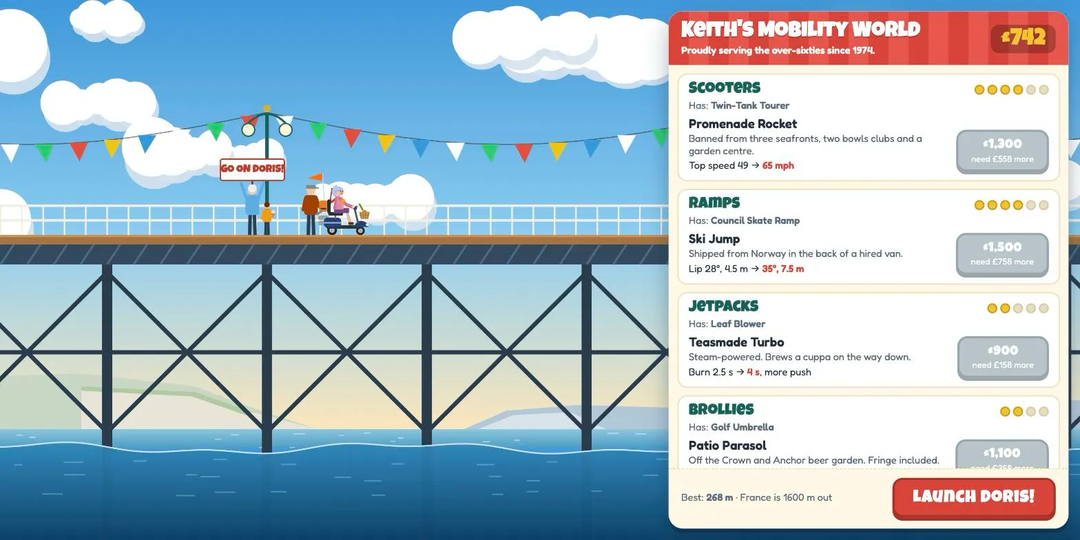 Keith’s Mobility World: scooters, ramps, jetpacks, brollies and inflatables to buy, with Doris waiting on the pier
