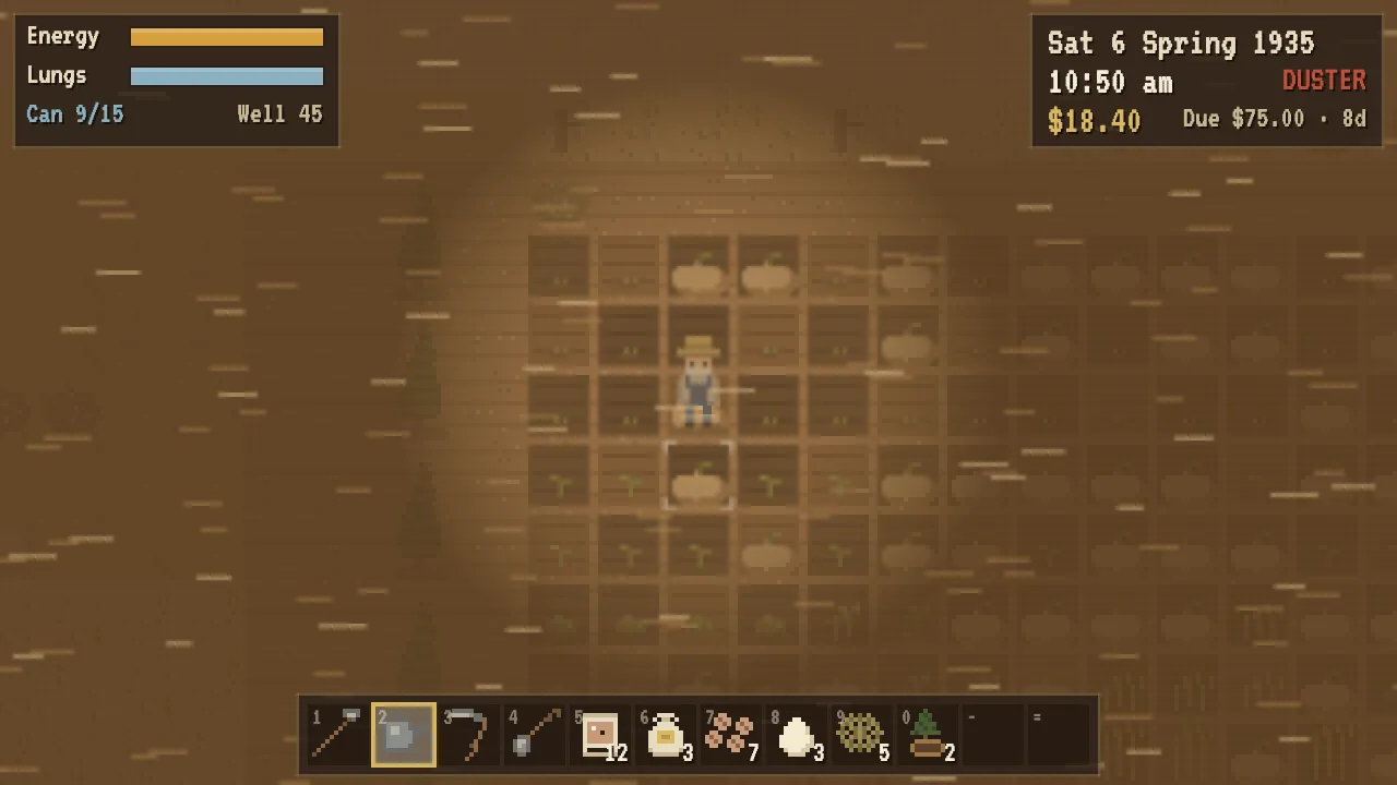 A dust storm buries the crops