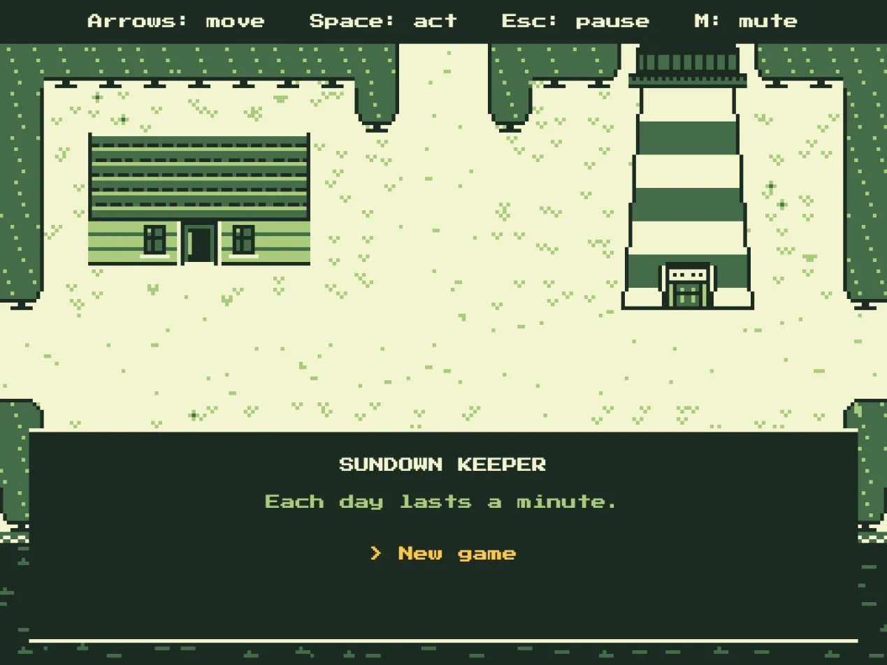 The title screen, over Lighthouse Point at dawn