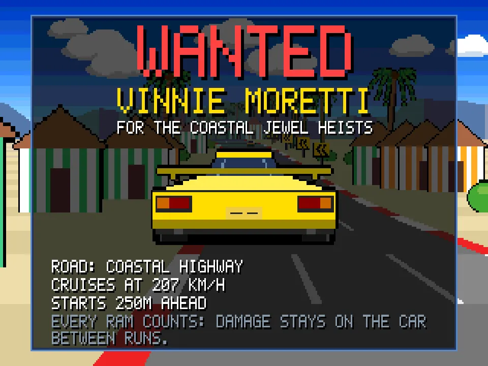 The wanted poster for the first target, Vinnie Moretti